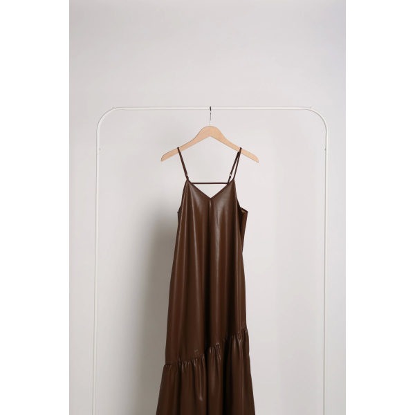 ECO LEATHER FLARE CAMI ONE PIECE